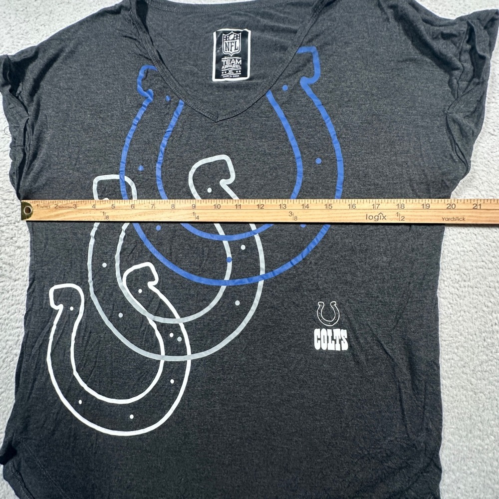 NFL Team Apparel Indianapolis Colts Top Womens XL Gray Horseshoe Graphic V-Neck - Picture 5 of 6